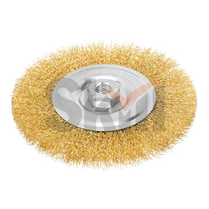 Щетка для УШМ, 150 мм, М14, плоская, латунированная витая проволока Matrix