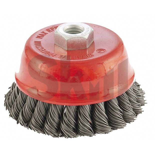 Щетка для УШМ, 100 мм, М14, "чашка", двухрядная, крученая проволока 0.8 мм Matrix