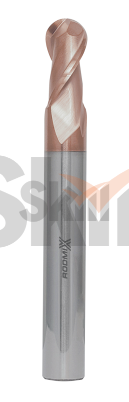 Концевая сферическая фреза 2 зуба, HRC 55, TiSiN, удлиненная 6х12х150 R3