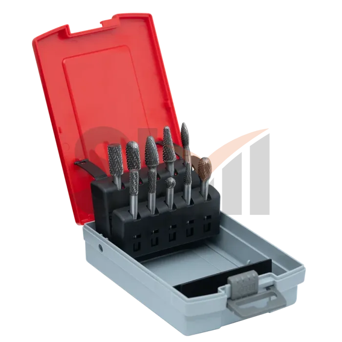 Набор из 10 шт. твердосплавных борфрез, двойная насечка (A06, A10, C06, C10, D08, F10, L06, L10, E10
