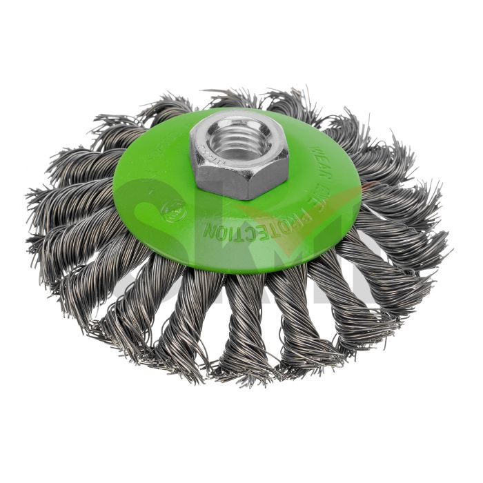 Щетка для УШМ, 100 мм, М14, "тарелка", крученая металлическая проволока Сибртех