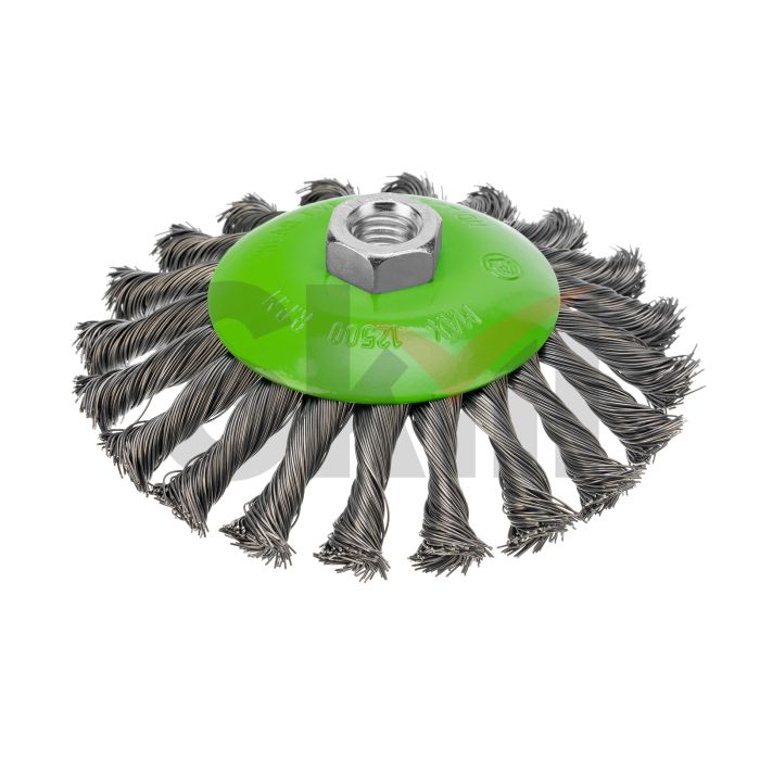 Щетка для УШМ, 125 мм, М14, "тарелка", крученая металлическая проволока Сибртех