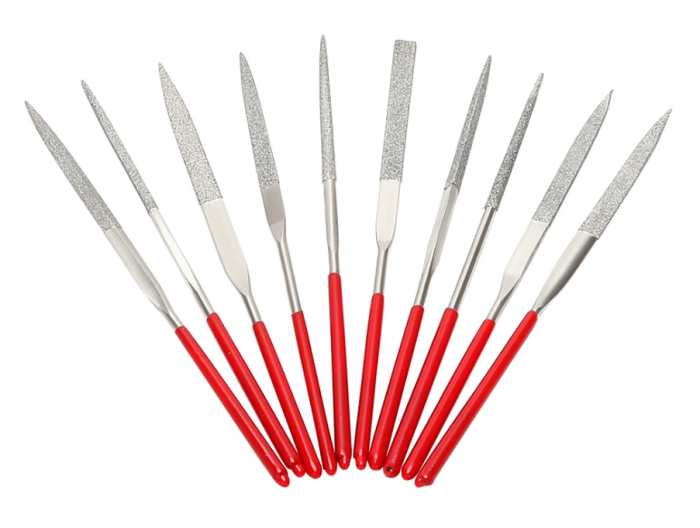 Набор надфилей алмазных 4x160мм (10 шт., кр,полукр,3 плск,квдр,трхгр, 2 овал, ромб)