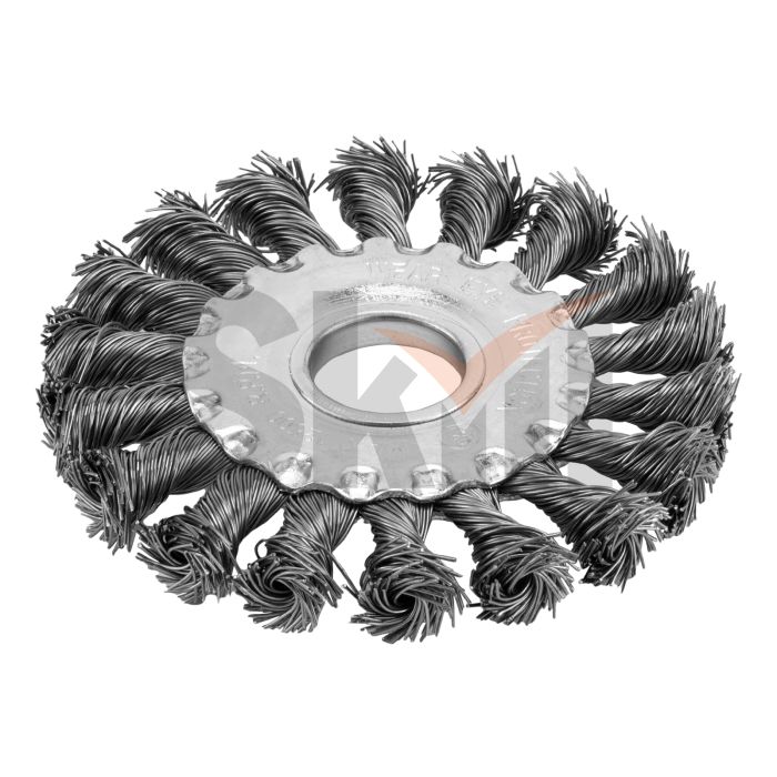 Щетка для УШМ, 100 мм, посадка 22.2 мм, плоская, крученая проволока 0.5 мм Сибртех