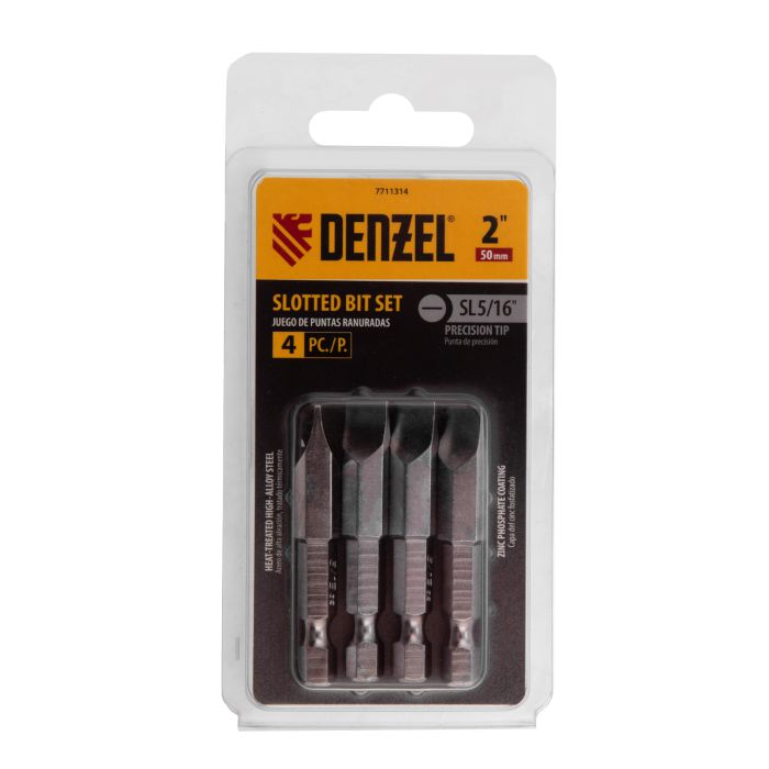 Набор бит, SL5/16"x2", 4 шт. Denzel