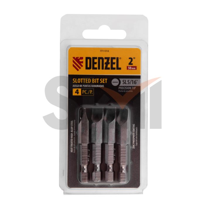 Набор бит, SL5/16"x2", 4 шт. Denzel