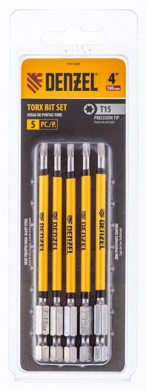 Бита T15x100 мм, 5 шт. Denzel