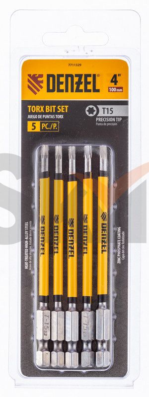 Бита T15x100 мм, 5 шт. Denzel