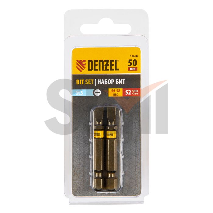 Бита SL5,0х50, сталь S2, шестигранный профиль, 2 шт. Е 6,3 Denzel