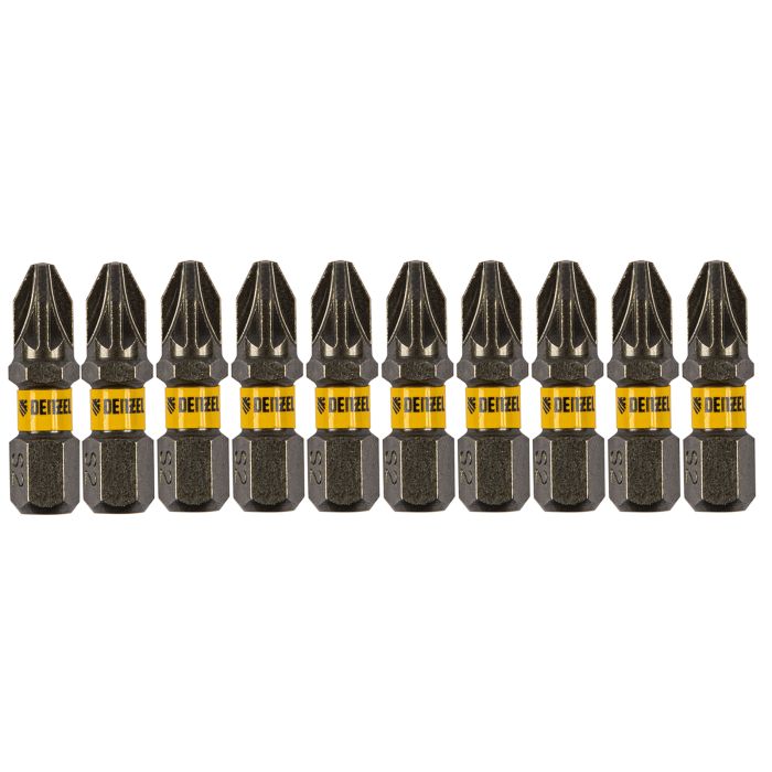 Бита PZ2х25, сталь S2, шестигранный профиль, 10 шт. Е 6,3 Denzel