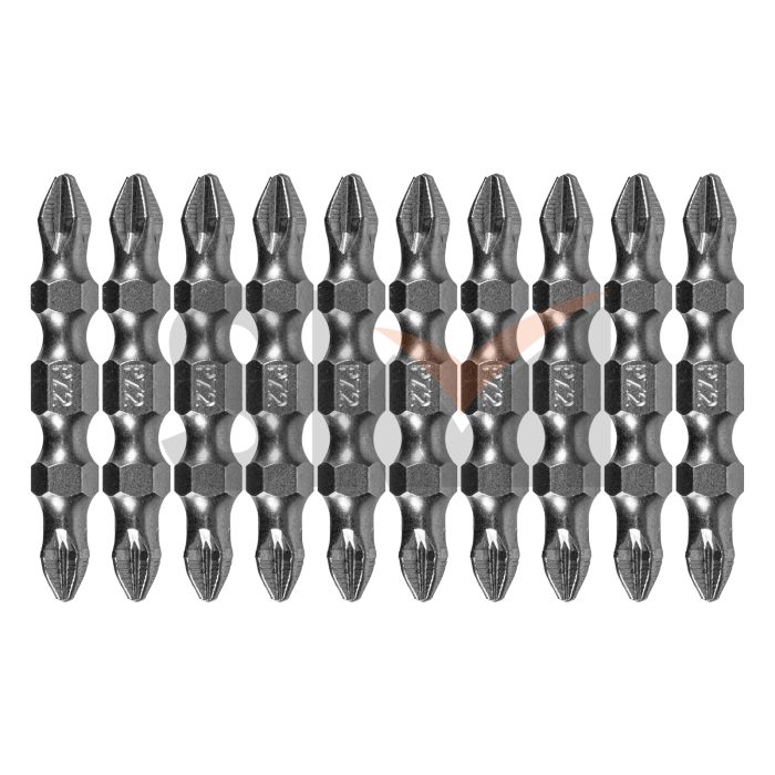 Бита двухсторонняя, PH2-PZ2 х 45 мм, сталь S2, 10 шт. Denzel