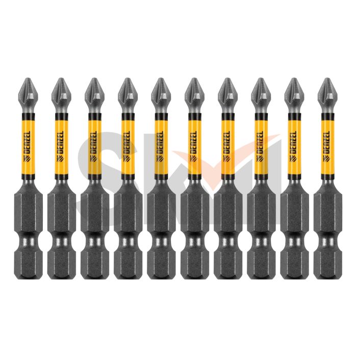 Бита IMPACT, PH1x50 мм, лазерная обработка шлица, сталь S2, 10 шт., Е 6,3 Denzel