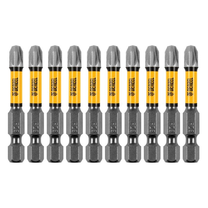 Бита IMPACT, PZ3x50 мм, лазерная обработка шлица, сталь S2, 10 шт., Е 6,3 Denzel