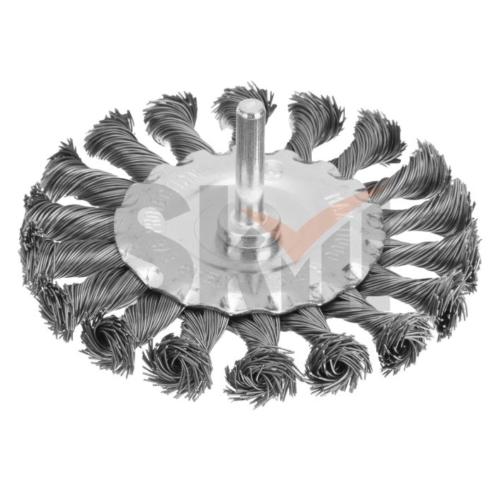 Щетка для дрели, 100 мм, плоская со шпилькой, крученая металлическая проволока Matrix