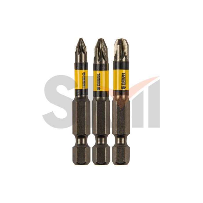 Набор бит комбинированный 3 шт., PZ1, PZ2, PZ3, 50 мм, сталь S2 Denzel