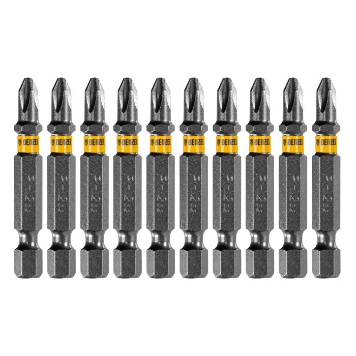 Бита PH2х50, сталь легированная S2, 20 шт., пластиковая коробка, , Е 6,3 Denzel