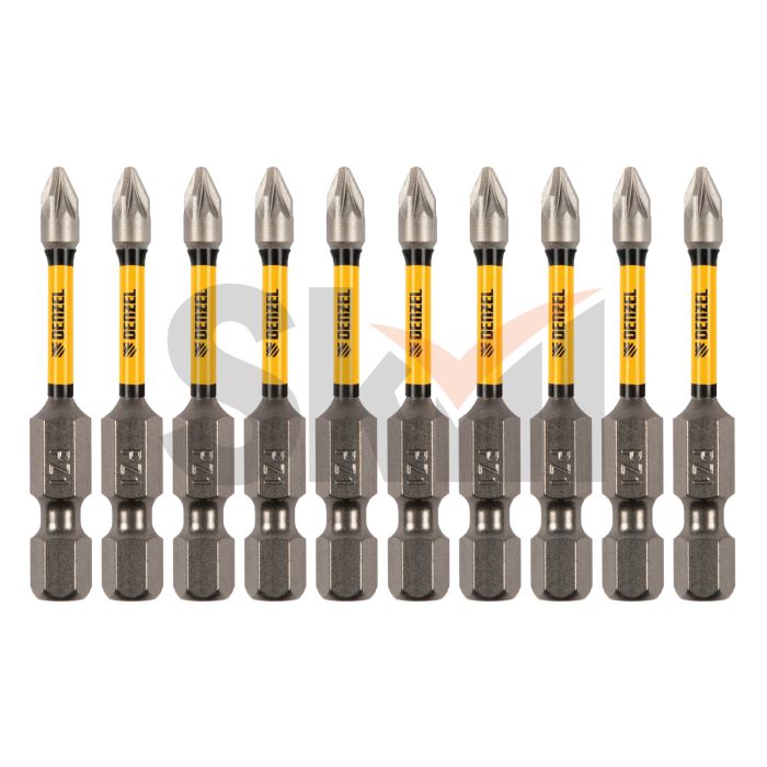 Бита IMPACT, PZ1x50 мм, лазерная обработка шлица, сталь S2, 10 шт., Е 6,3 Denzel