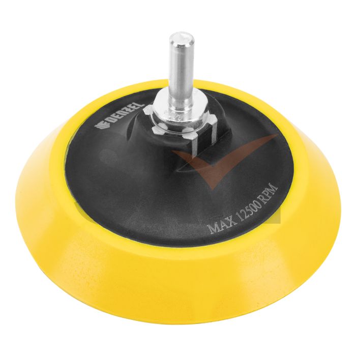 Тарелка опорная для дрели и УШМ с липучкой, 115 мм, мягкая, с адаптером c М14 на d8 Denzel
