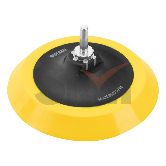 Тарелка опорная для дрели и УШМ с липучкой, 150 мм, мягкая, с адаптером c М14 на d8 Denzel