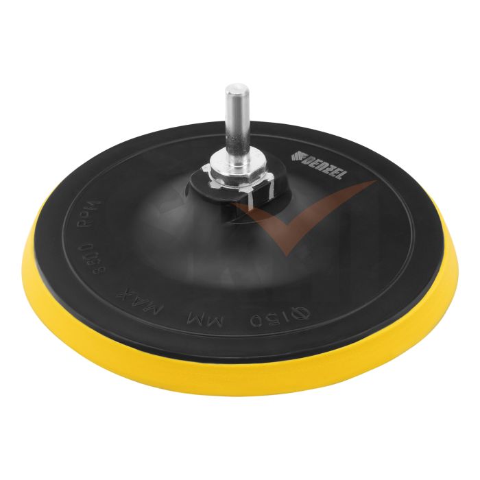 Тарелка опорная для дрели и УШМ с липучкой, 150 мм, стандартная, с адаптером c М14 на d8 Denzel