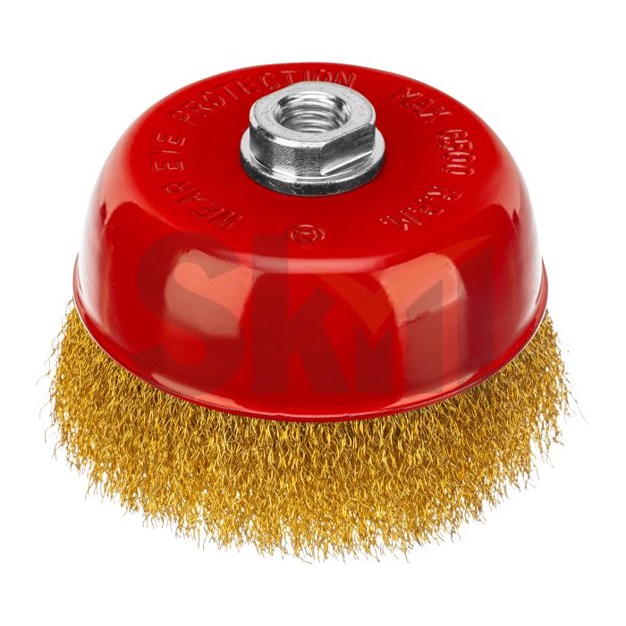 Щетка для УШМ, 125 мм, М14, "чашка", латунированная витая проволока Matrix