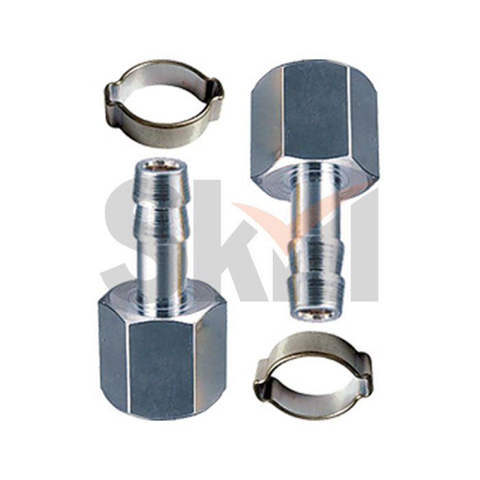 FUBAG Переходник 1/4 дюйма F на елочку 6мм с обжимным кольцом 9Х11мм, блистер 2 шт