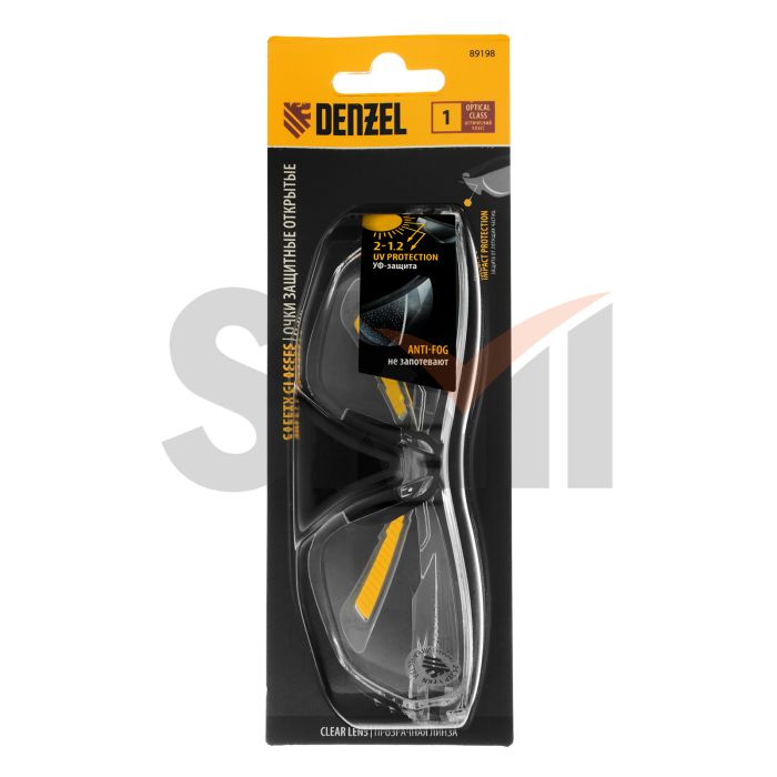Очки защитные открытые, поликарбонатные, прозрачная линза// Denzel