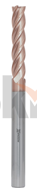 Концевая фреза с плоским торцом 4 зуба, HRC 55, TiSiN, удлиненная 14х45х100