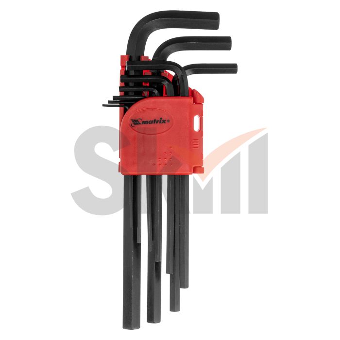 Набор ключей имбусовых HEX, 1,5–10 мм, CrV, 9 шт., оксидированные, удлиненные// Matrix