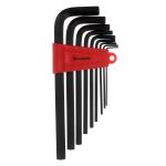 Набор ключей имбусовых HEX, 2,0–12 мм, CrV, 9 шт., оксидированные, удлиненные// Matrix