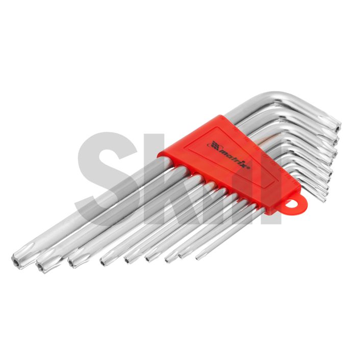 Набор ключей имбусовых TORX, 9 шт., T10-T50, CrV, удлиненные, сатин.// Matrix