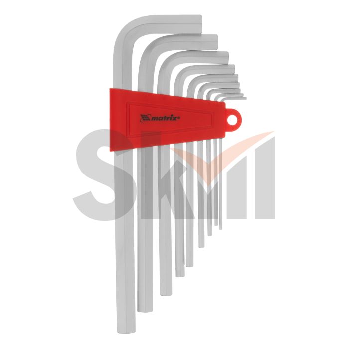 Набор ключей имбусовых HEX, 2-12 мм, CrV, 9 шт, удлиненныее с сатинированным покрытием Matrix