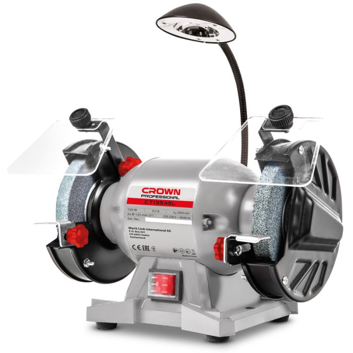 CT13545L CROWN Станок точильный 170Вт, 125/125мм, 12,7/32 мм, 16/16 мм