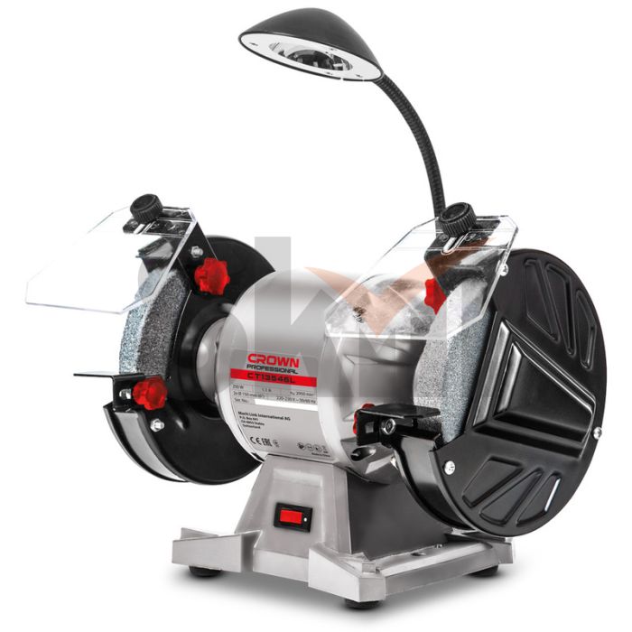CT13546L CROWN Станок точильный 250Вт, 150/150мм, 12,7/32 мм, 20/20 мм
