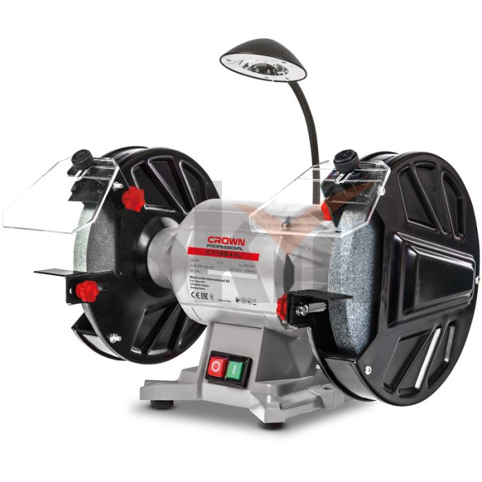 CT13547L CROWN Станок точильный 350Вт, 200/200мм, 12,7/32 мм, 20/20 мм