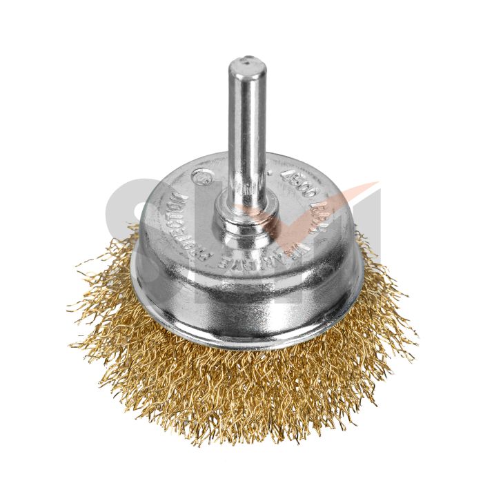 Щетка для дрели, 50 мм, "чашка" со шпилькой, латунированная витая проволока Matrix
