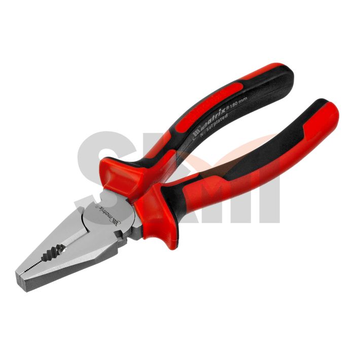 Плоскогубцы Nickel, 180 мм, никелированные, двухкомпонентные рукоятки Matrix